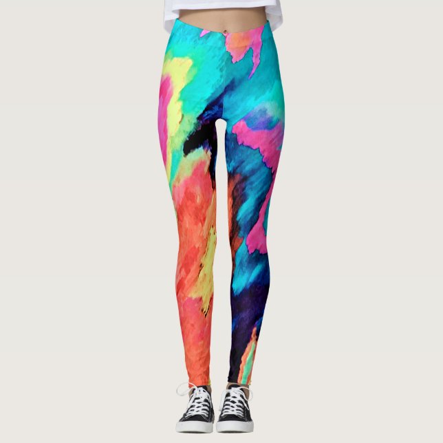 Abstract 2 Colour Art Print Leggings (Front)