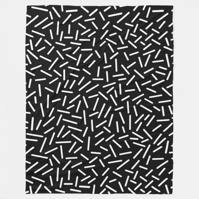 Abstract 300117 - White on Black Fleece Blanket (Front)