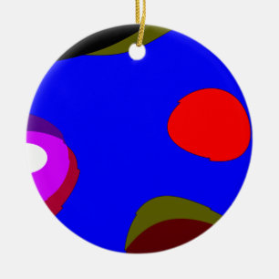 Abstract 309 - Blue Red Black Purple Ceramic Ornament