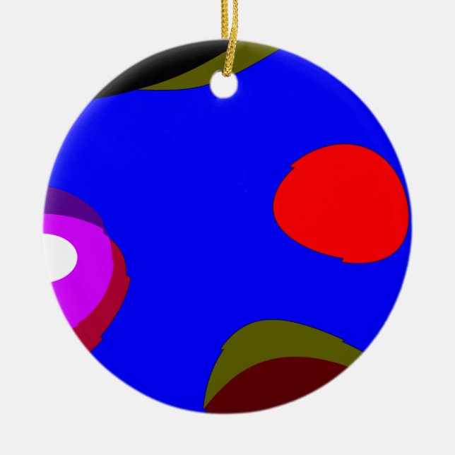 Abstract 309 - Blue Red Black Purple Ceramic Ornament (Front)