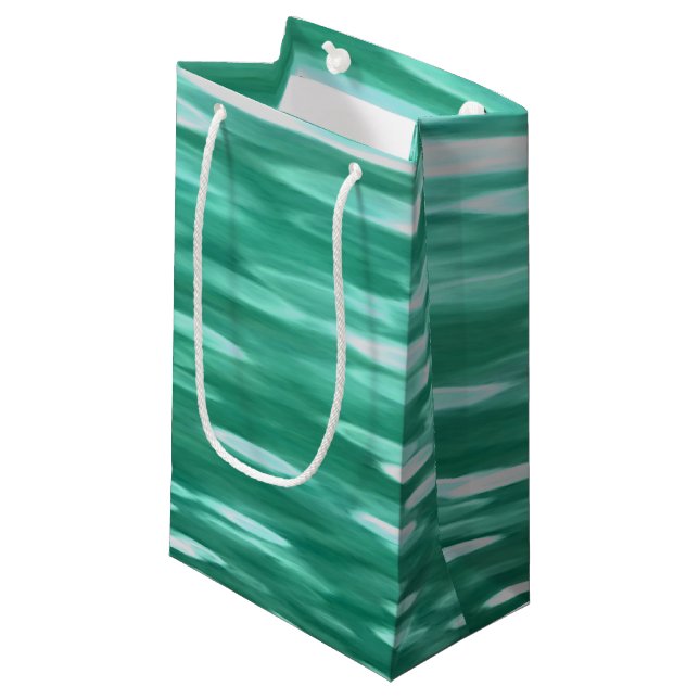 Abstract #3: Green Shimmer Small Gift Bag (Front Angled)