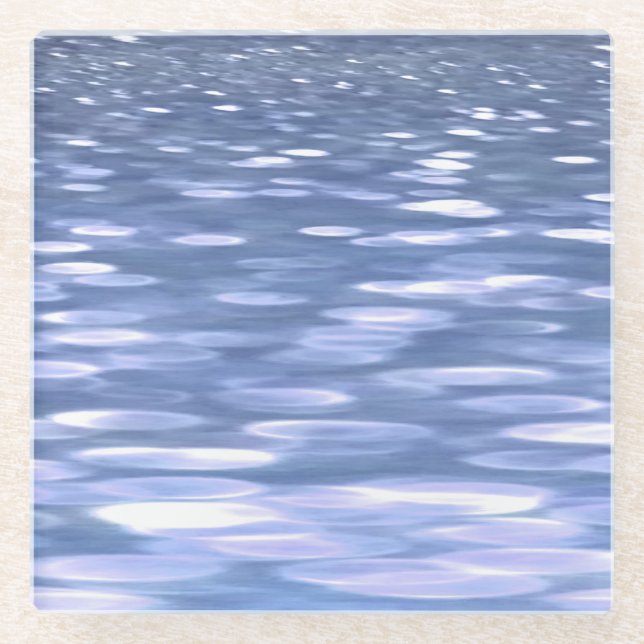 Abstract #3: Powder blue shimmer Glass Coaster (Front)