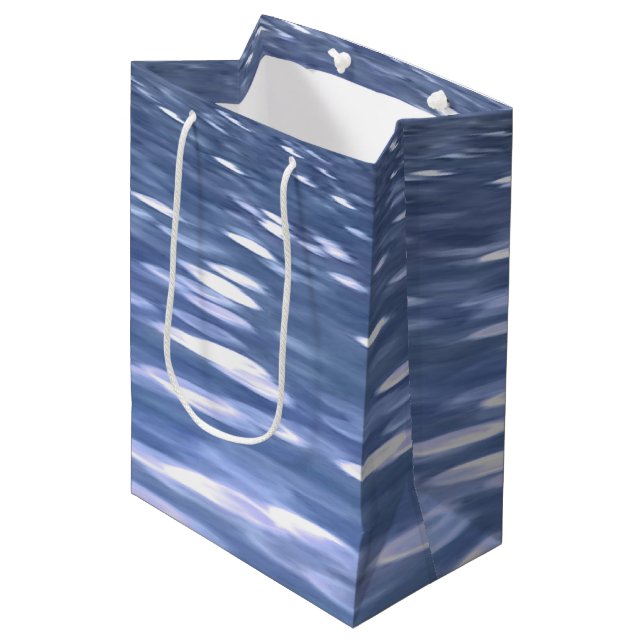 Abstract #3: Powder blue shimmer Medium Gift Bag (Front Angled)
