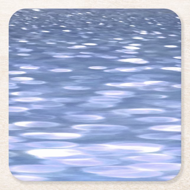 Abstract #3: Powder blue shimmer Square Paper Coaster (Front)