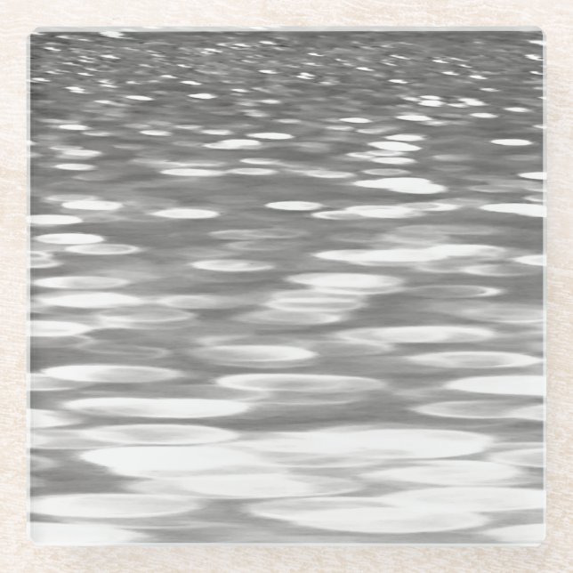 Abstract #3: Silver gray shimmer Glass Coaster (Front)