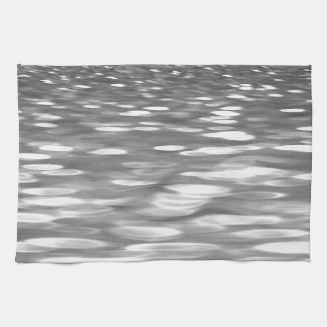 Abstract #3: Silver gray shimmer Tea Towel (Horizontal)