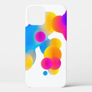 Abstract 3d colourful gradient drops liquid on whi iPhone 12 case