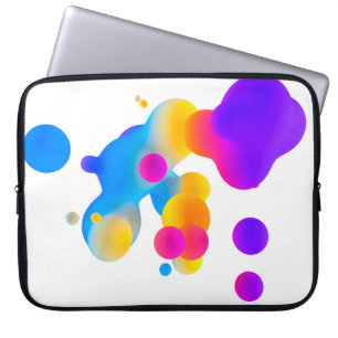 Abstract 3d colourful gradient drops liquid on whi laptop sleeve