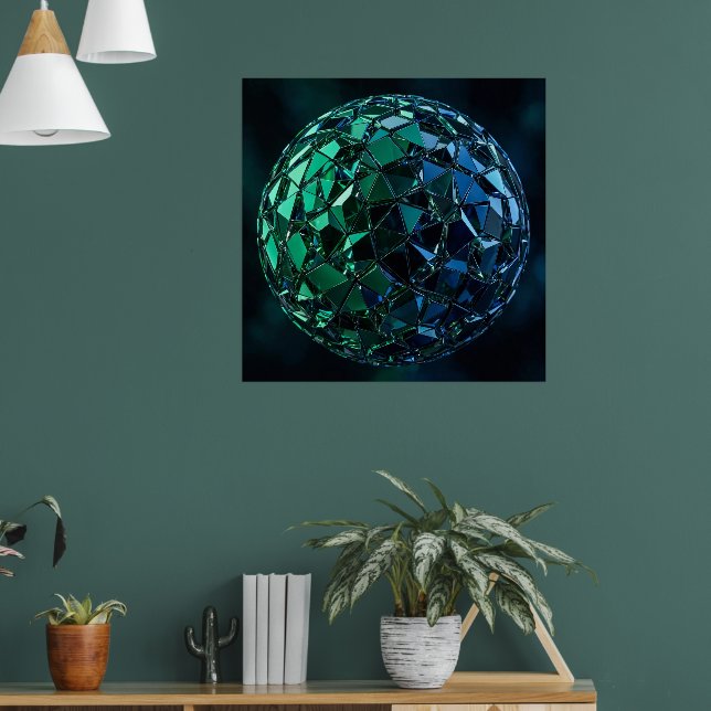 Abstract 3D Faceted Mosaic Sphere  Poster (Living Room 1)