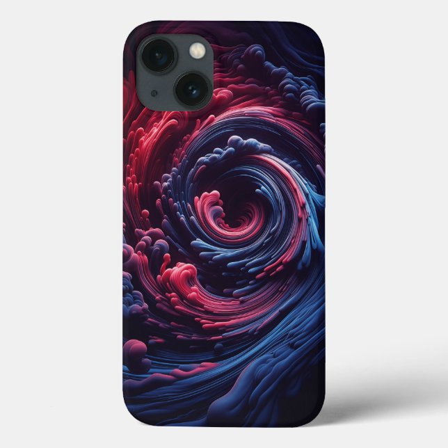 Abstract 3D Fluid Vortex Phone Case - Deep Magenta (Back)