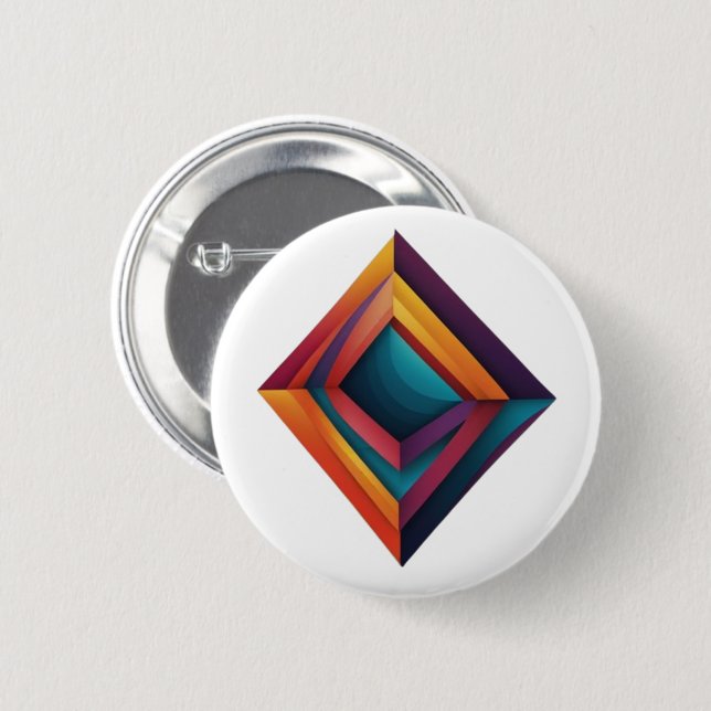 Abstract 3D Geometric Diamond Gradient Art 6 Cm Round Badge (Front & Back)