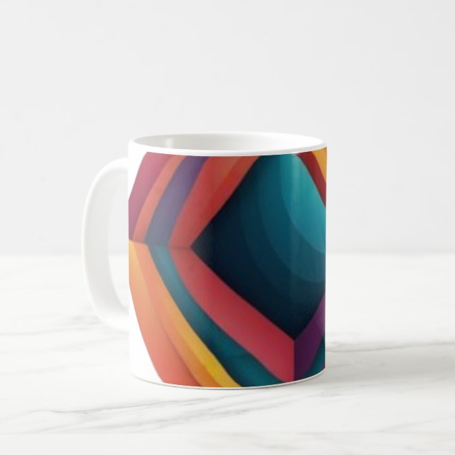 Abstract 3D Geometric Diamond Gradient Art Coffee Mug (Front Left)
