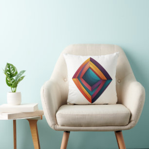 Abstract 3D Geometric Diamond Gradient Art Cushion