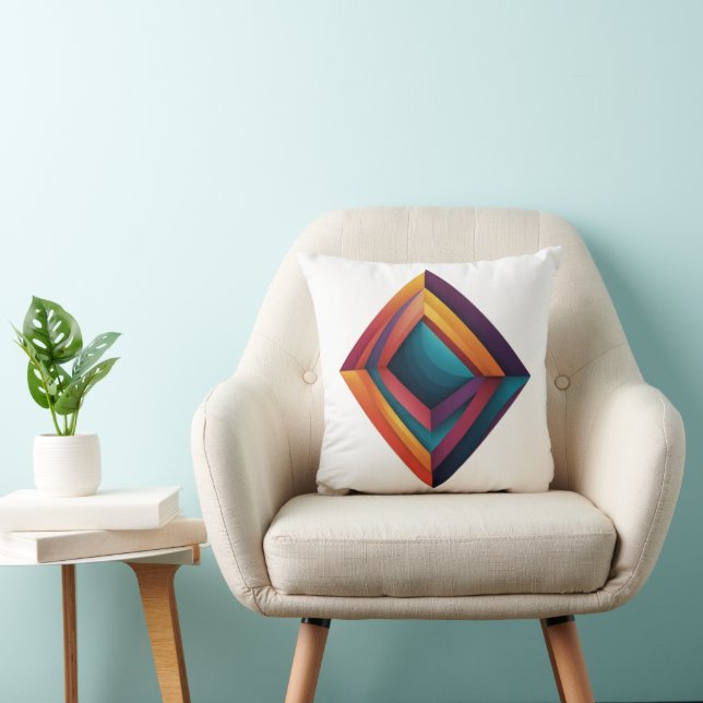 Abstract 3D Geometric Diamond Gradient Art Cushion (Chair)