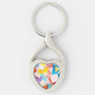 Abstract 3D Geometric Low Poly Colourful Pattern Key Ring