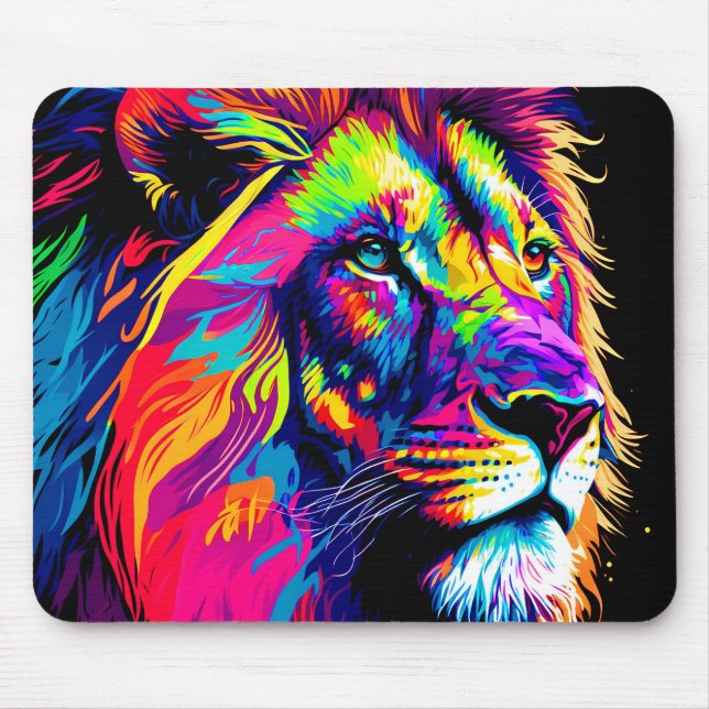 Abstract 3d Lion Portrait Digital Art Mouse Pad (Front)