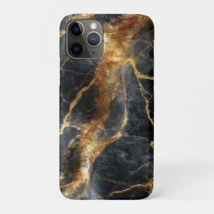Abstract 3D Liquid Gold and Dark Marble Texture iPhone 11 Pro Case