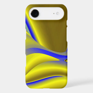 Abstract 3D Rainbow Art in gold yellow and blue
