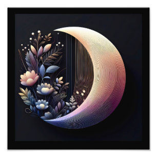Abstract 3D Shape Half Moon Flowers Pastel Colours Photo Print
