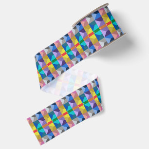 Abstract 3D Triangle Pattern Grosgrain Ribbon