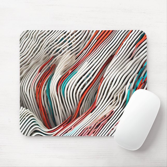 Abstract 3D Wire Design Mouse Pad (With Mouse)