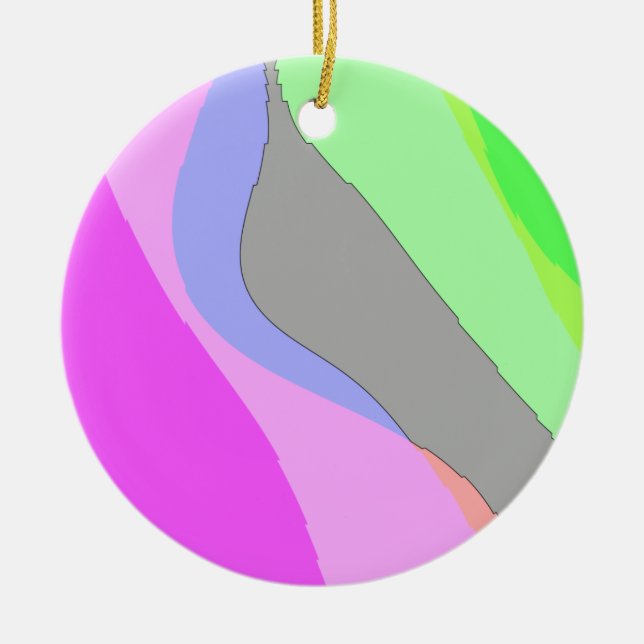 Abstract 703 - Retro Groovy Pink And Green Ceramic Ornament (Front)