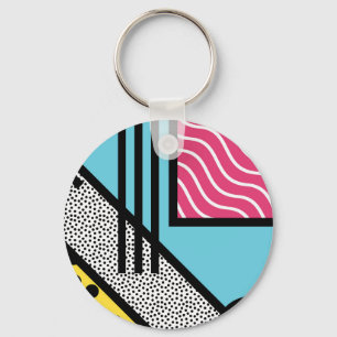 Abstract 80s memphis pop art style graphics key ring