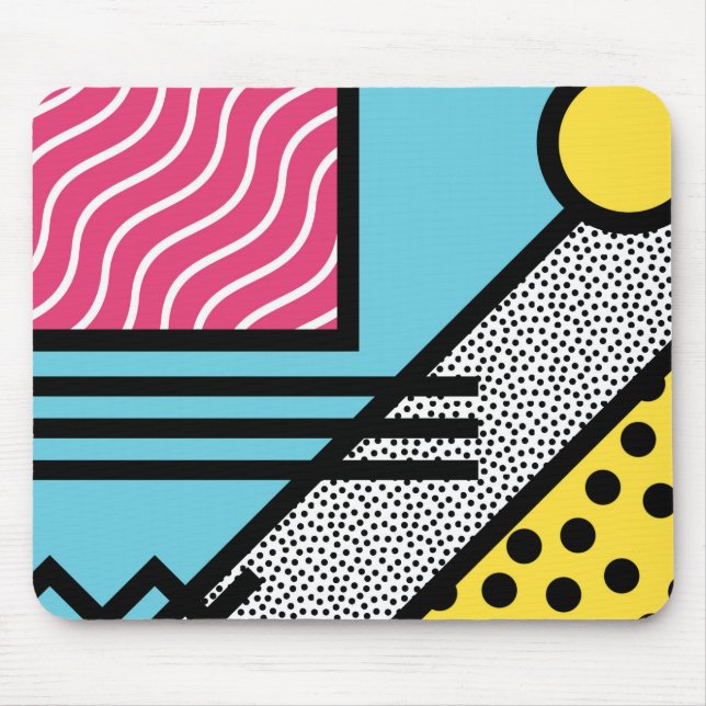 Abstract 80s memphis pop art style graphics mouse pad (Front)
