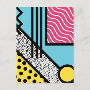 Abstract 80s memphis pop art style graphics postcard