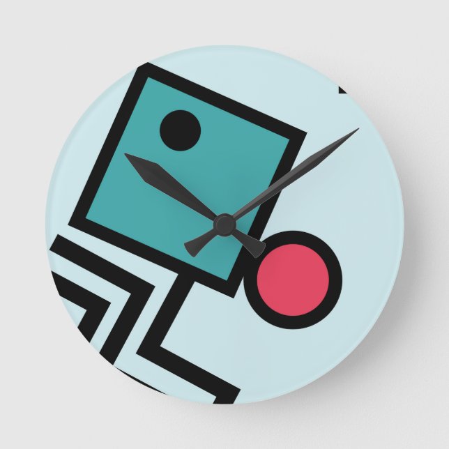 Abstract 80s memphis pop art style graphics round clock (Front)