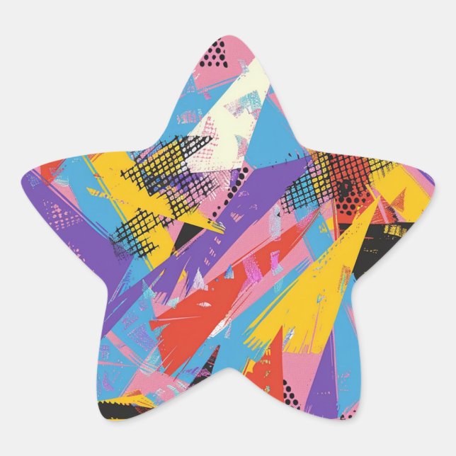 Abstract 80s pattern star sticker (Front)
