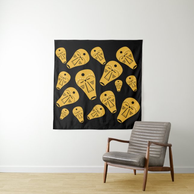 Abstract Aboriginal tribal face tattoo art  Tapestry (In Situ)