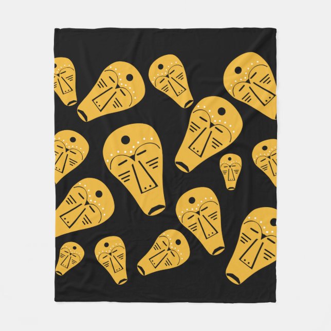 Abstract Aboriginal tribal mask Fleece Blanket (Front)