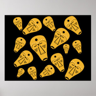 Abstract Aboriginal tribal tattoo mask  Poster