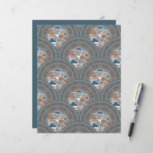 Abstract Accent Mandala Art Deco Scallop Scrapbook (Front/Back In Situ)