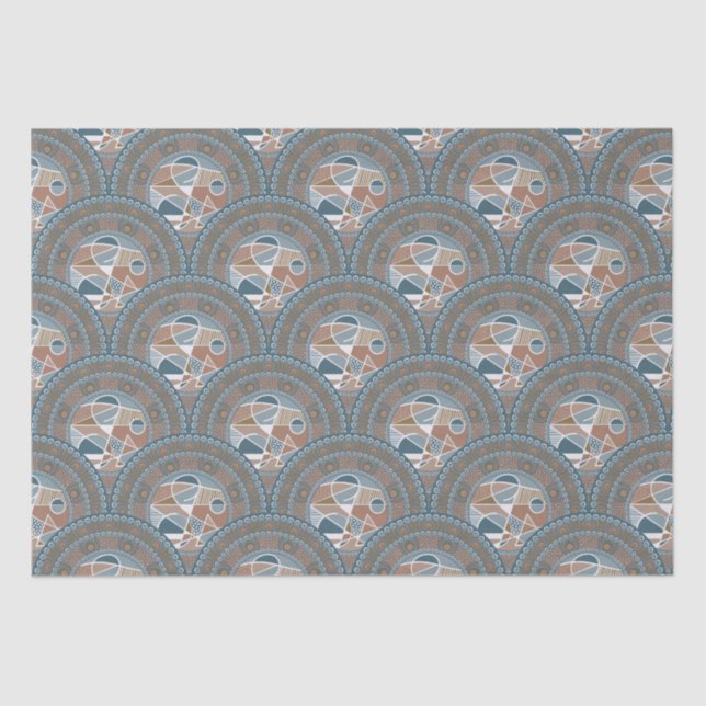 Abstract Accent Mandala Art Deco Scallop Tissue Paper (Front)