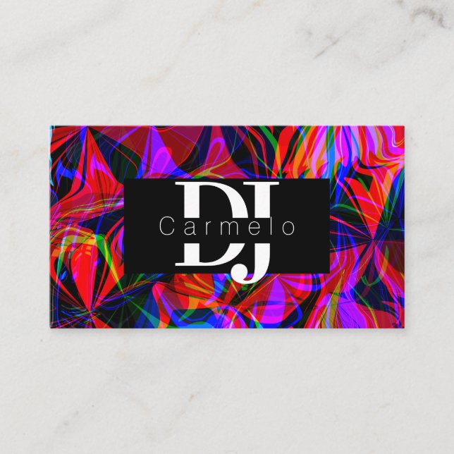 Abstract Acid DJ Music Producer Night Club Business Card (Front)