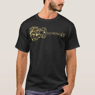 Abstract Acoustic Guitar - Gold Music Notes - Crea T-Shirt