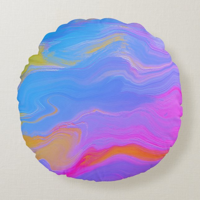 Abstract Acrylic Flow - Summer Breezes Round Cushion (Front)