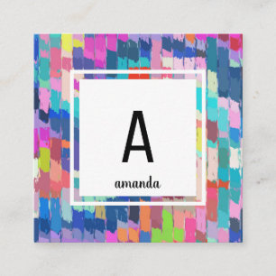 Abstract Acrylic Paint Brush Strokes Template Square Business Card