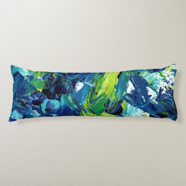 Abstract Acrylic Paint in Blue Body Cushion (Front)