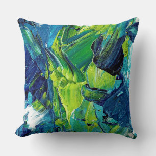 Abstract Acrylic Paint in Blue Cushion