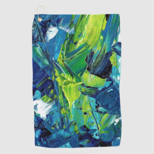 Abstract Acrylic Paint in Blue Golf Towel