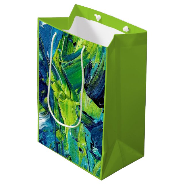 Abstract Acrylic Paint in Blue Medium Gift Bag (Front Angled)