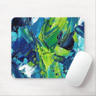 Abstract Acrylic Paint in Blue Mouse Pad
