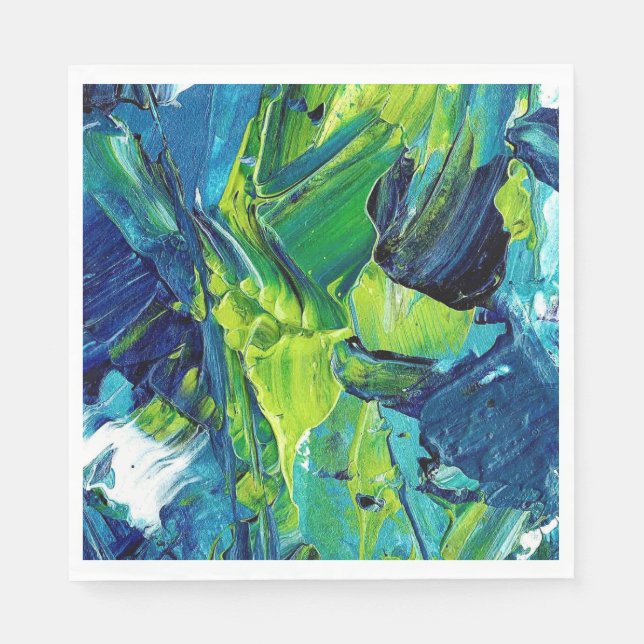 Abstract Acrylic Paint in Blue Napkin (Front)