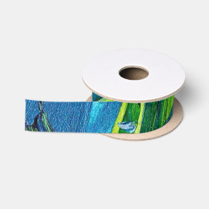 Abstract Acrylic Paint in Blue Satin Ribbon