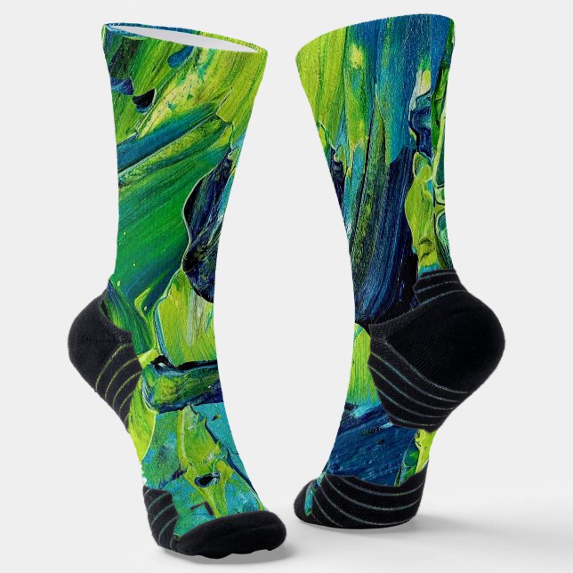 Abstract Acrylic Paint in Blue Socks (Angled)