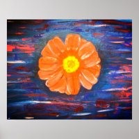 Abstract Acrylic Painting with Flower