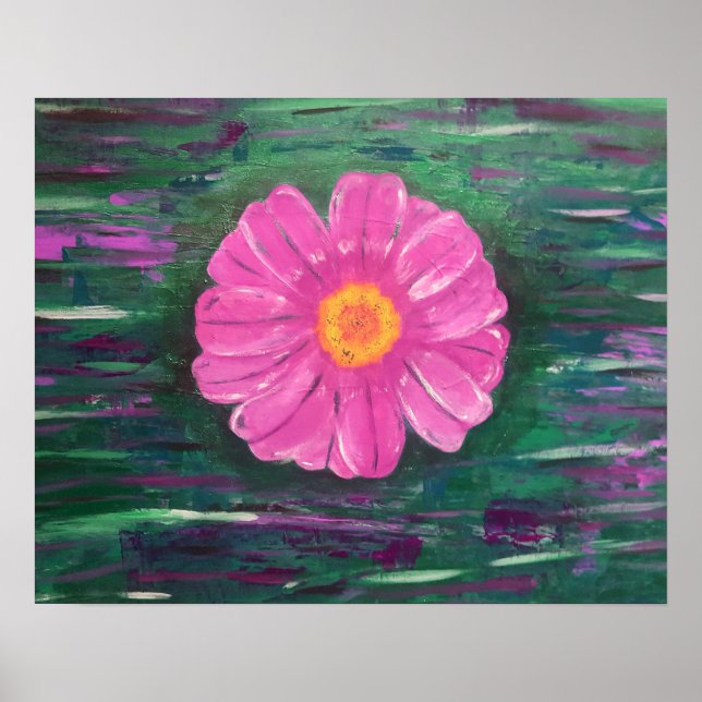 Abstract Acrylic Painting with Flower Poster (Front)